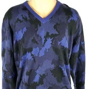 Nike Golf Blue/Black Camo Soft V Neck Sweater XXL
